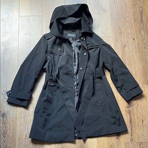 NWOT London Fog Women's Black Hooded Rain Coat
